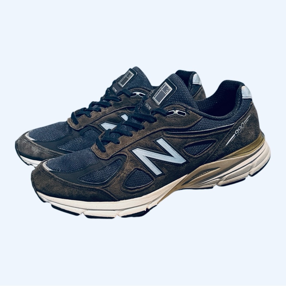 New Balance 990V4 Made in USA Men's Navy and Brown Sneakers M990NV4 Size 11.5